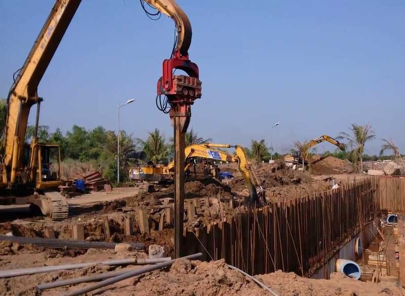 Ép cọc bê tông búa rung