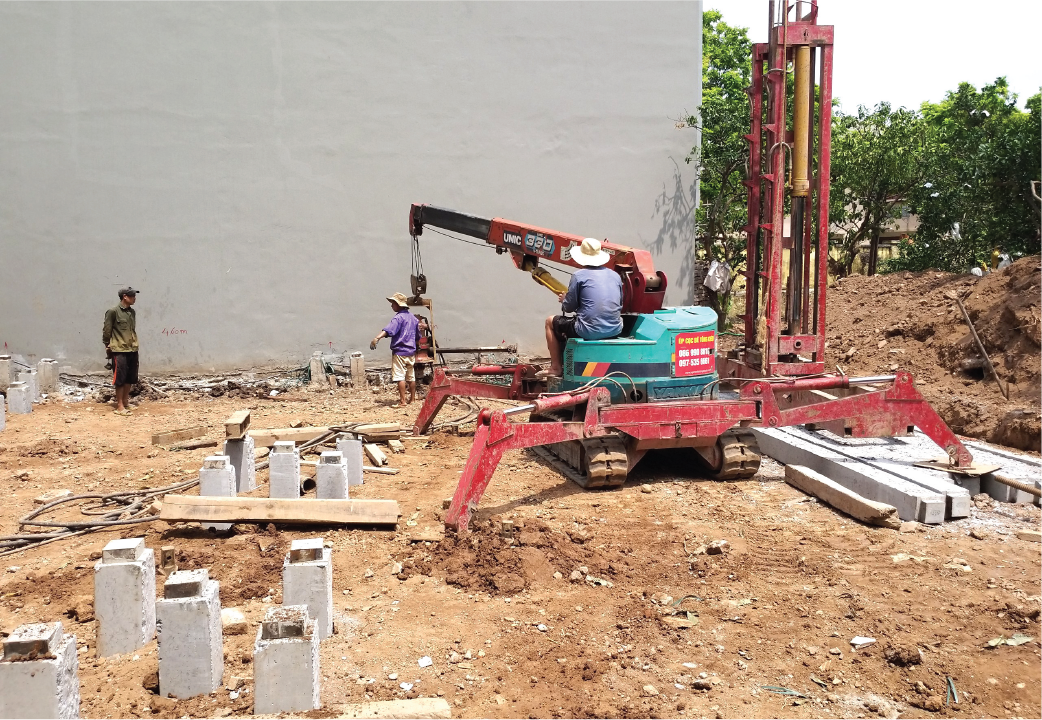 Ép cọc bê tông bằng máy bán Tải phù hợp cho công trình nhà dân dụng